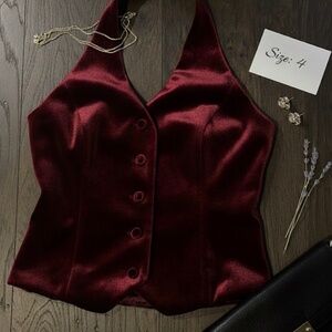 Vintage-Inspired Velvet Halter Waistcoat / Vest